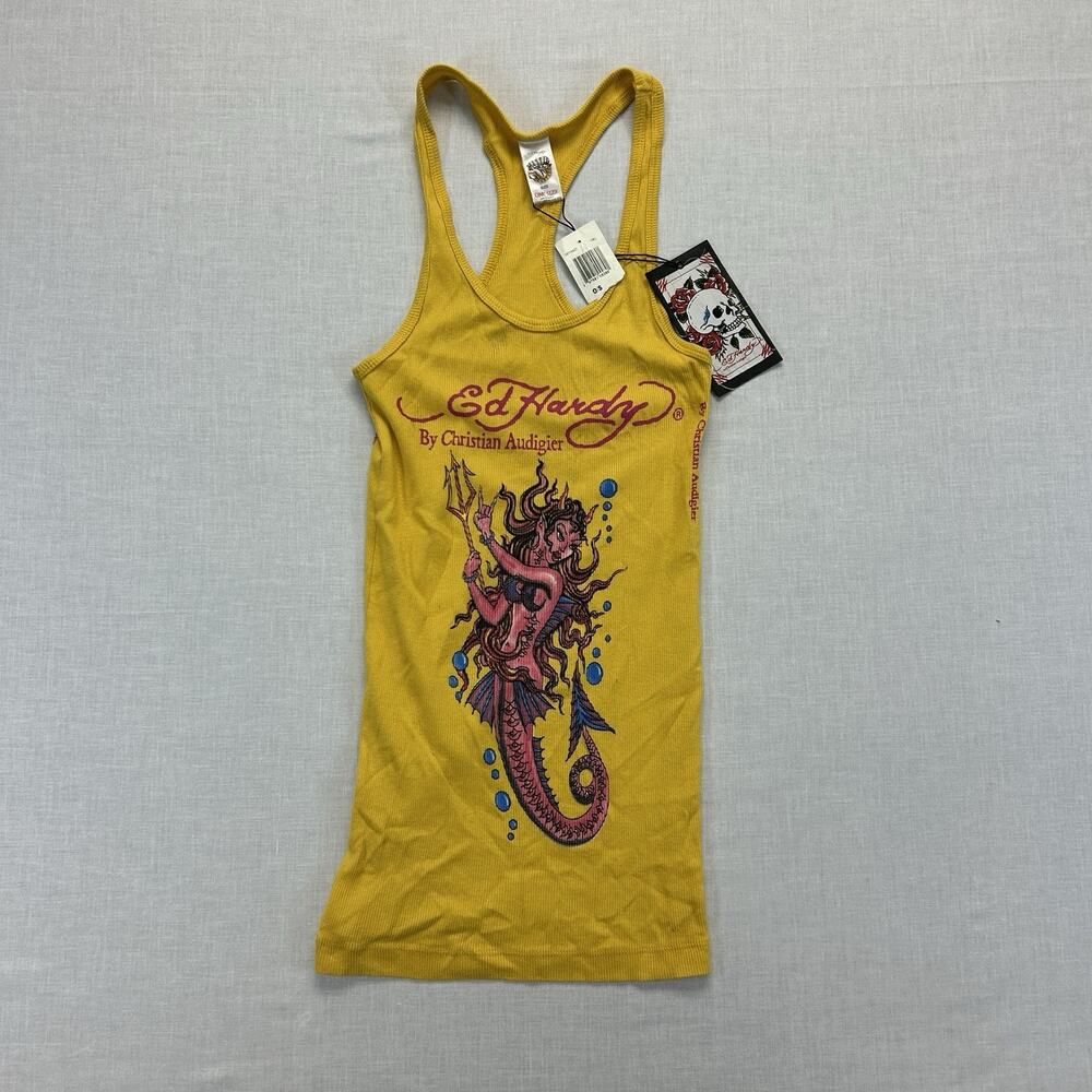 Ed Hardy NEW Christian Audigier Racer Bank Tank Women's One Size Devil Mermaid